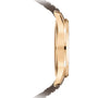 Side view of the Patek Philippe Aquanaut 5268/200R-010, highlighting its thin gold case and brown leather strap.