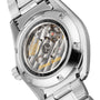 Close-up of the case back on the Grand Seiko Hi-Beat Limited Edition Heritage wristwatch, revealing its automatic movement with visible engravings and serial number through a transparent window.