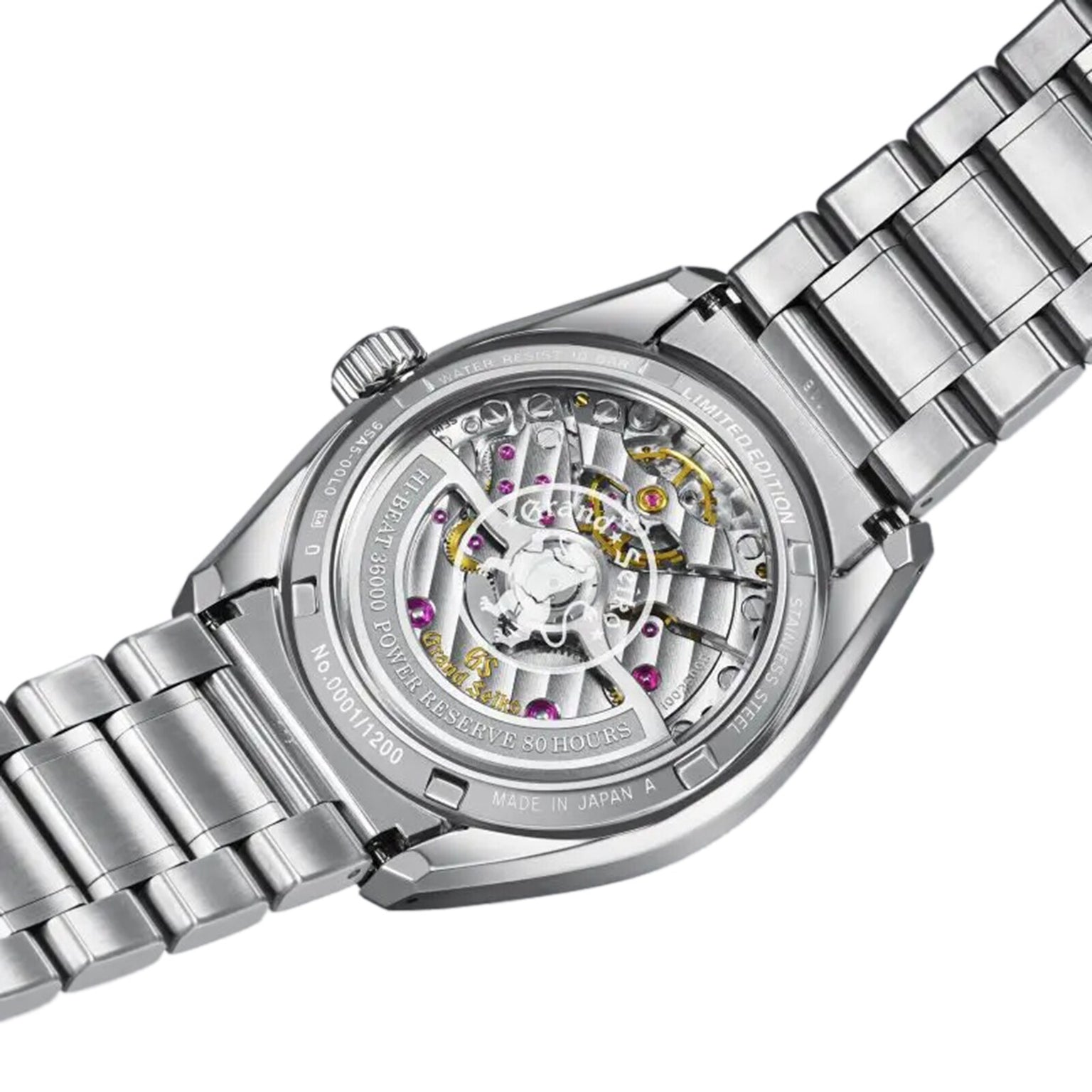 The Grand Seiko Hi-Beat 80 Hours Evolution 9, a stainless steel wristwatch with exhibition case back and 80-hour power reserve, showcases refined Japanese craftsmanship—a tribute to the brand’s heritage and inspired by mountainscapes.