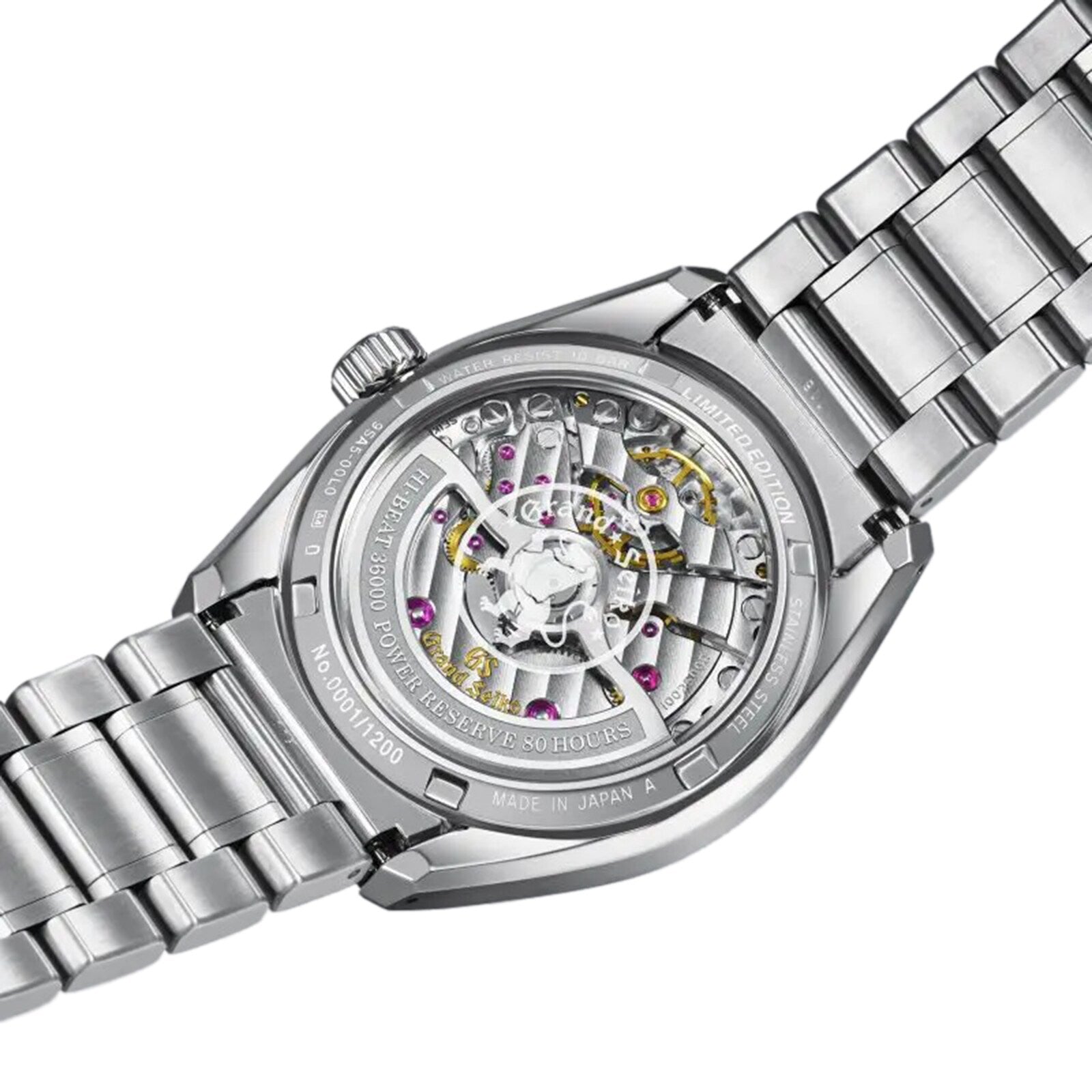 The Grand Seiko Hi-Beat 80 Hours Evolution 9, a stainless steel wristwatch with exhibition case back and 80-hour power reserve, showcases refined Japanese craftsmanship—a tribute to the brand’s heritage and inspired by mountainscapes.