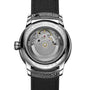 The back of the Le Régulateur Louis Erard x Cédric Johner Blue watch by Louis Erard reveals its intricate exposed mechanical movement.