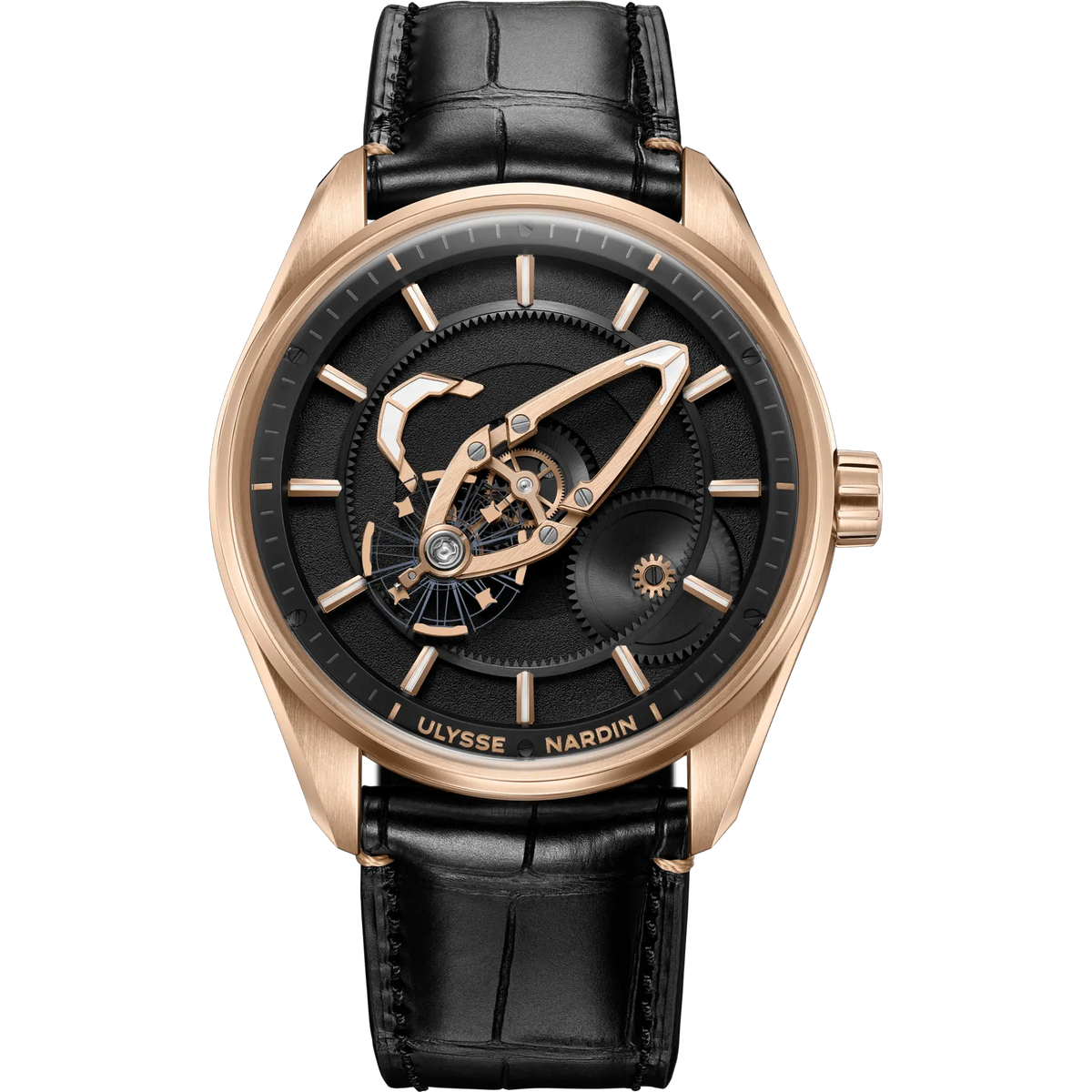 Freak X Gold | 41mm, Rose Gold, Black Alligator Leather, Mens Watch