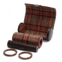The WOLF WM Brown Watch Roll with Cigar Case features a plaid pattern in brown, red, and beige tones, offering coordinated style and storage for your accessories.