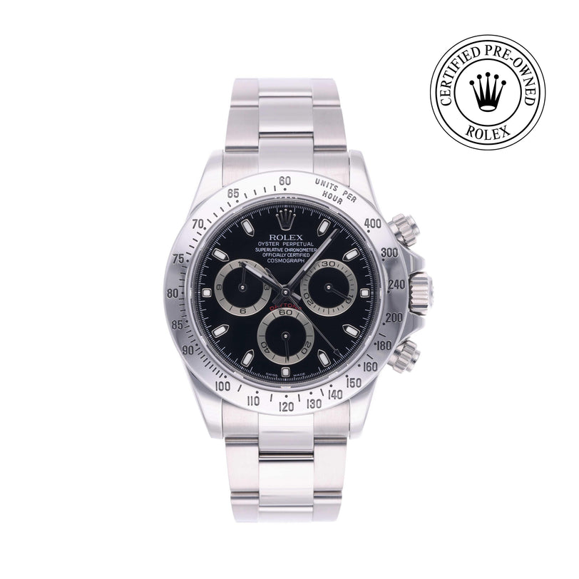 Rolex Certified Pre-owned Daytona M116520-0009 front on white background