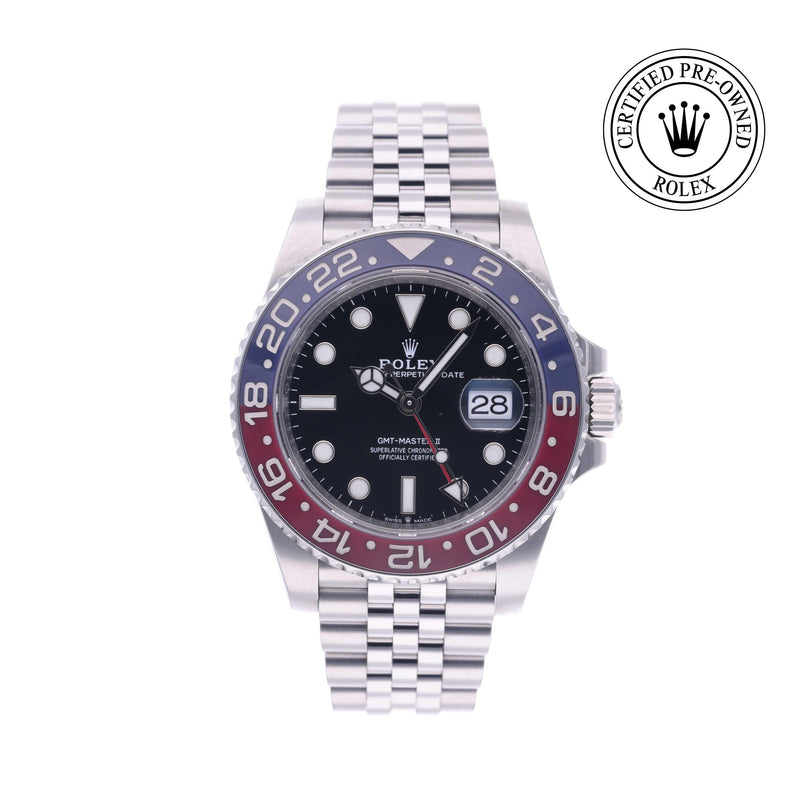 Rolex Certified Pre-owned GMT M126710BLRO-0001 front on white background