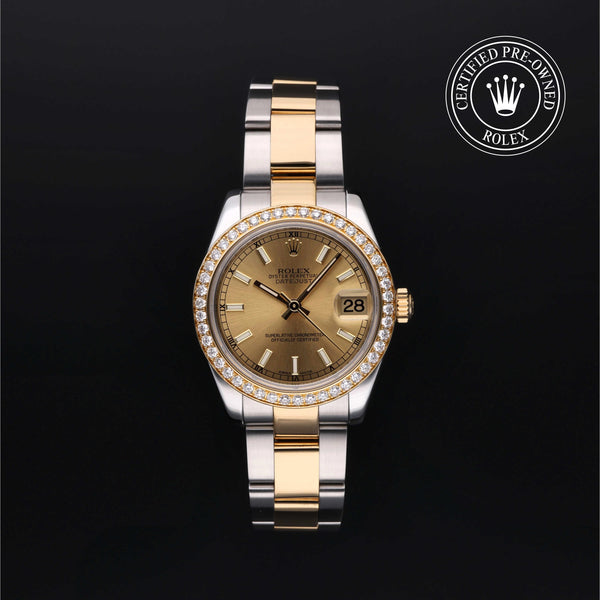 Rolex Certified Pre-owned Lady Datejust M178383-0048 front on black background