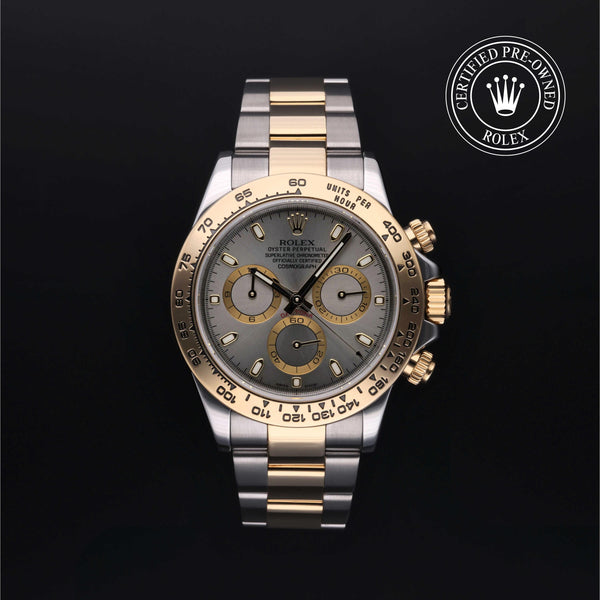 Rolex Certified Pre-owned Daytona M116503-0002 front on black background