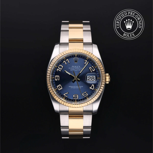 Rolex Certified Pre-owned Datejust M116233-0092 front on black background