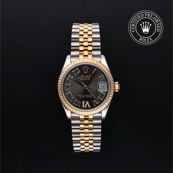 Rolex Certified Pre-owned Lady Datejust M278273-0018 front on black background