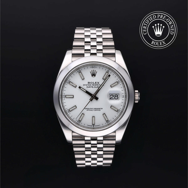 Rolex Certified Pre-owned Datejust M126300-0006 front on black background