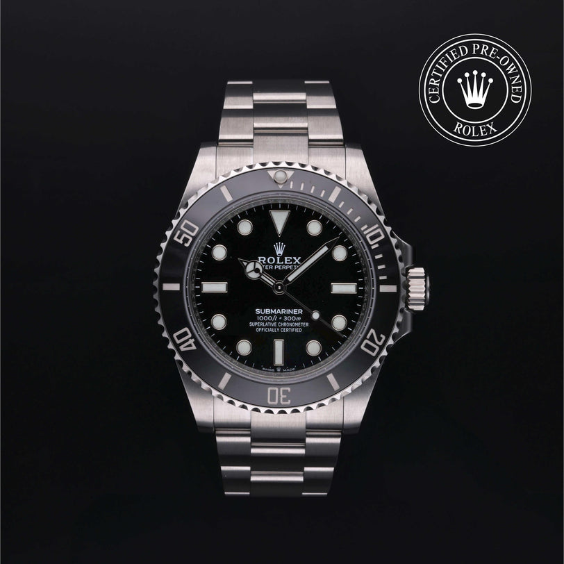Rolex Certified Pre-owned Submariner M124060-0001 front on black background