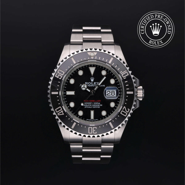 Rolex Certified Pre-owned Sea-Dweller M126600-0001 front on black background