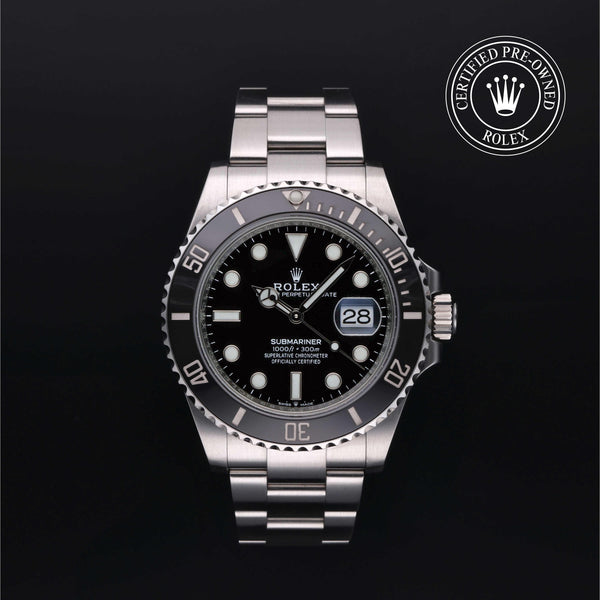 Rolex Certified Pre-owned Submariner M126610LN-0001 front on black background