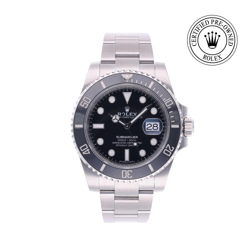 Rolex Certified Pre-owned Submariner M116610LN-0001 front on white background