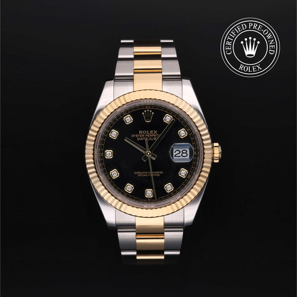Rolex Certified Pre-owned Datejust M126333-0005 front on black background