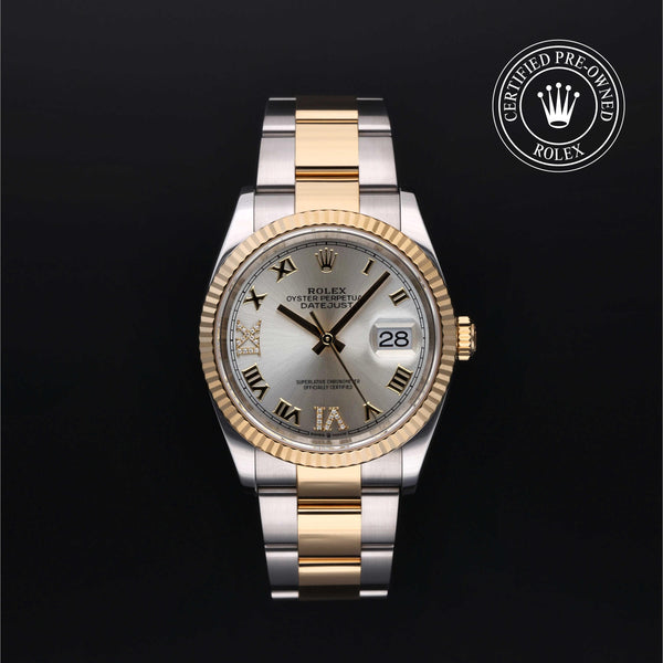 Rolex Certified Pre-owned Datejust M126233-0032 front on black background