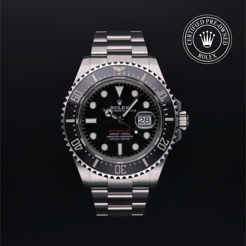 Rolex Certified Pre-owned Sea-Dweller M126600-0001 front on black background