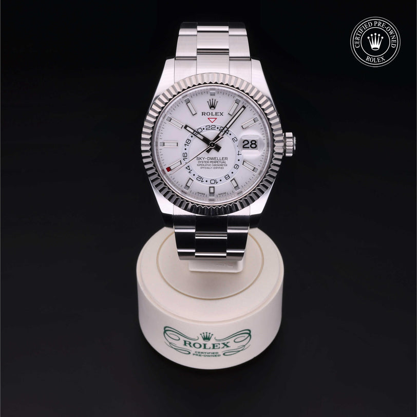Rolex Certified Pre-owned Sky-Dweller M326934-0001 front on black background
