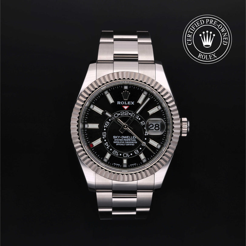 Rolex Certified Pre-owned Sky-Dweller M326934-0006 front on black background
