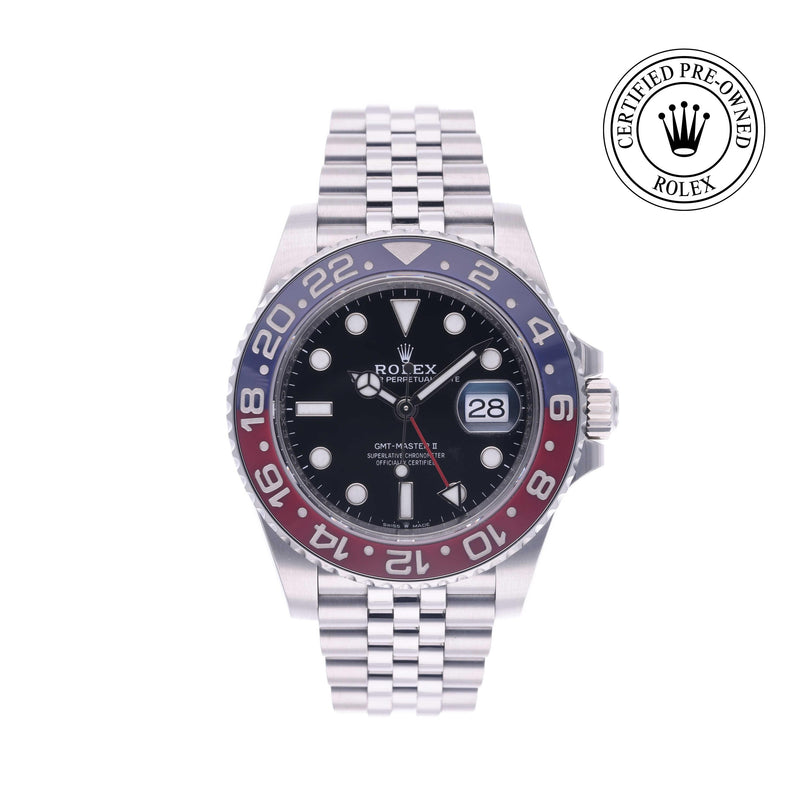 Rolex Certified Pre-owned GMT M126710BLRO-0001 front on white background