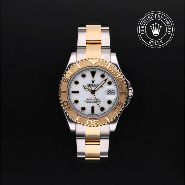 Rolex Certified Pre-owned Yacht-Master M168623-0009 front on black background