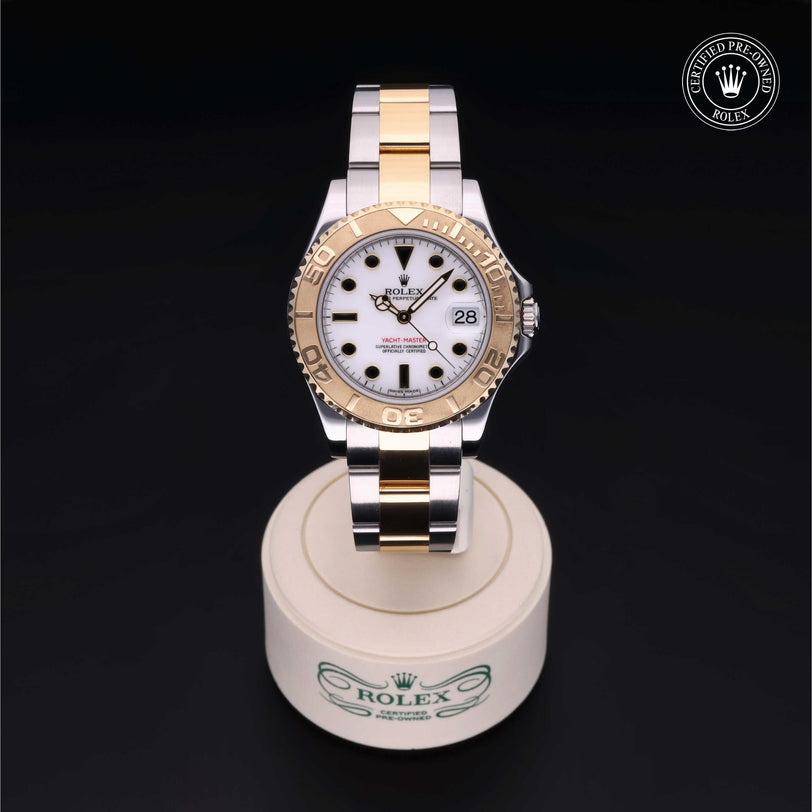 Rolex Certified Pre-owned Yacht-Master M168623-0009 front on black background