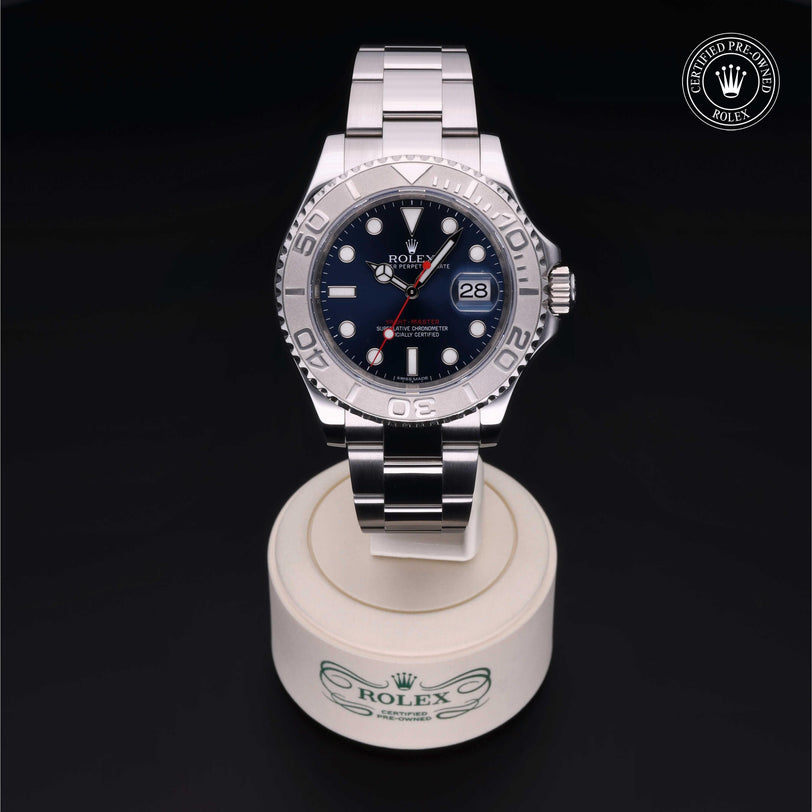 Rolex Certified Pre-owned Yacht-Master M116622-0001 front on black background
