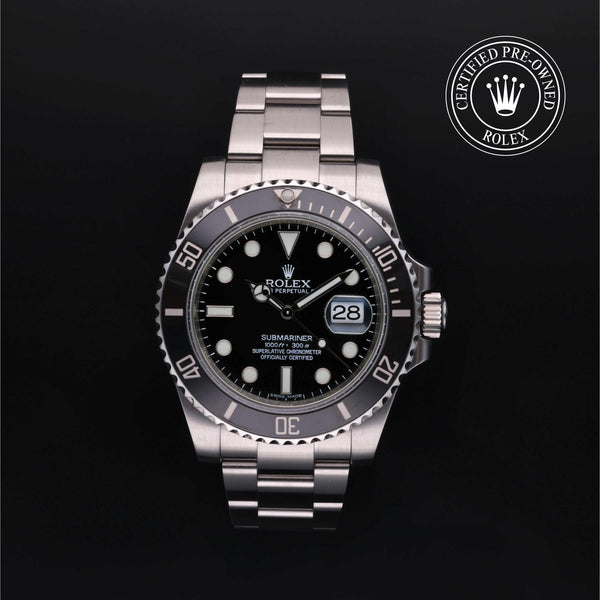 Rolex CPO Submariner M116610LN front on white background