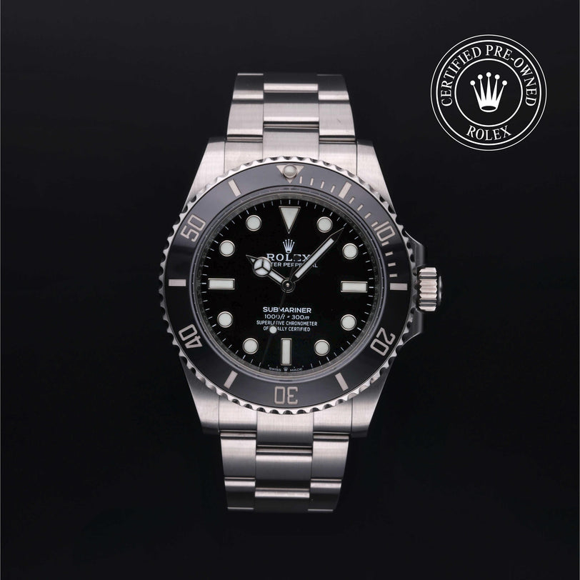 Rolex Certified Pre-owned Submariner M124060-0001 front on black background