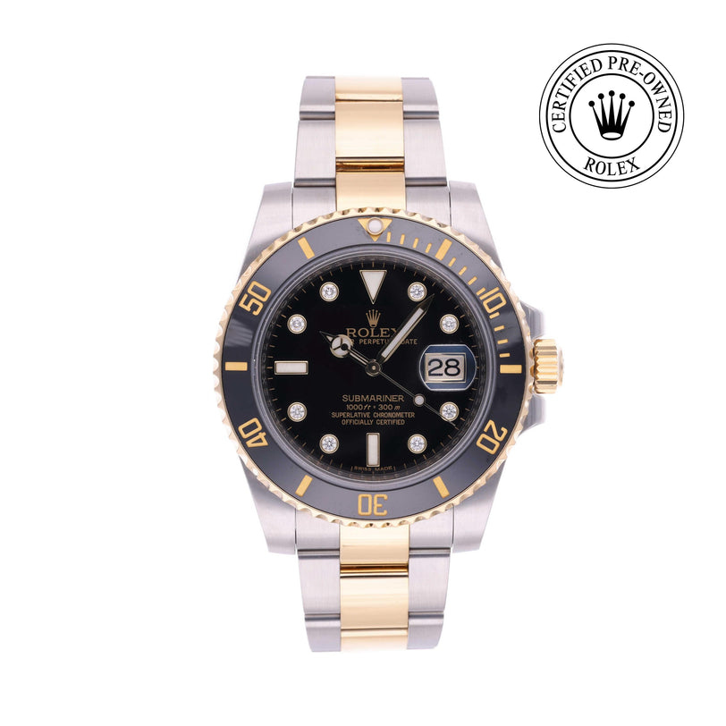 Rolex Certified Pre-owned Submariner M116613LN-0003 front on white background
