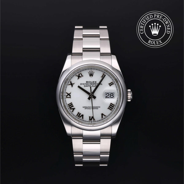 Rolex Certified Pre-owned Datejust M126200-0007 front on black background
