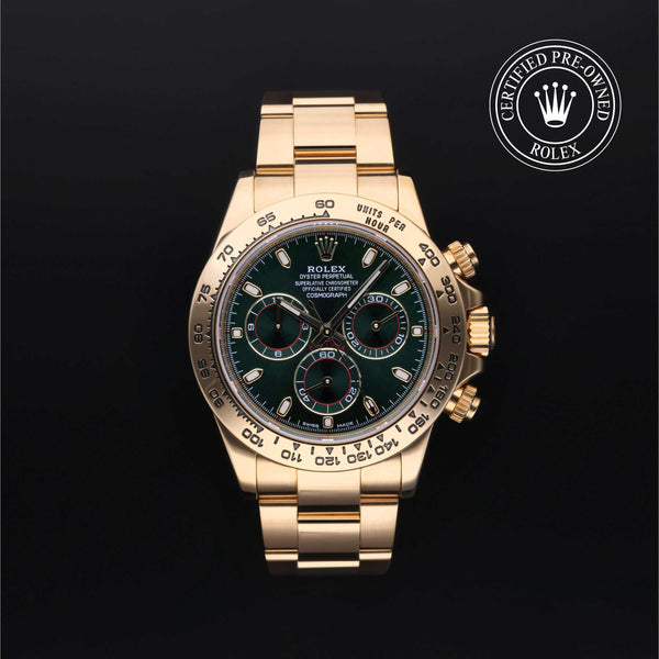 Rolex Certified Pre-owned Daytona M116508-0013 front on black background