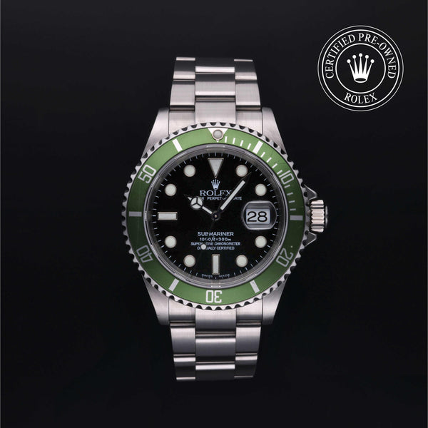 Rolex CPO Submariner M16610LV front on white background