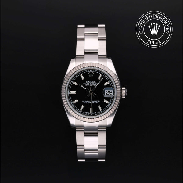 Rolex Certified Pre-owned Lady Datejust M178274-0014 front on black background