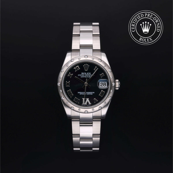 Rolex Certified Pre-owned Lady Datejust M178344-0002 front on black background