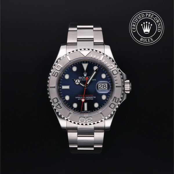 Rolex Certified Pre-owned Yacht-Master M116622-0001 front on black background