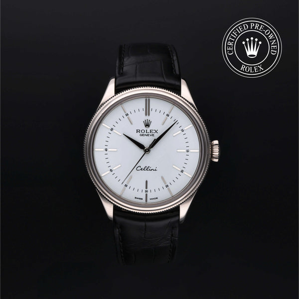 Rolex Certified Pre-owned Cellini M50509-0015 front on black background