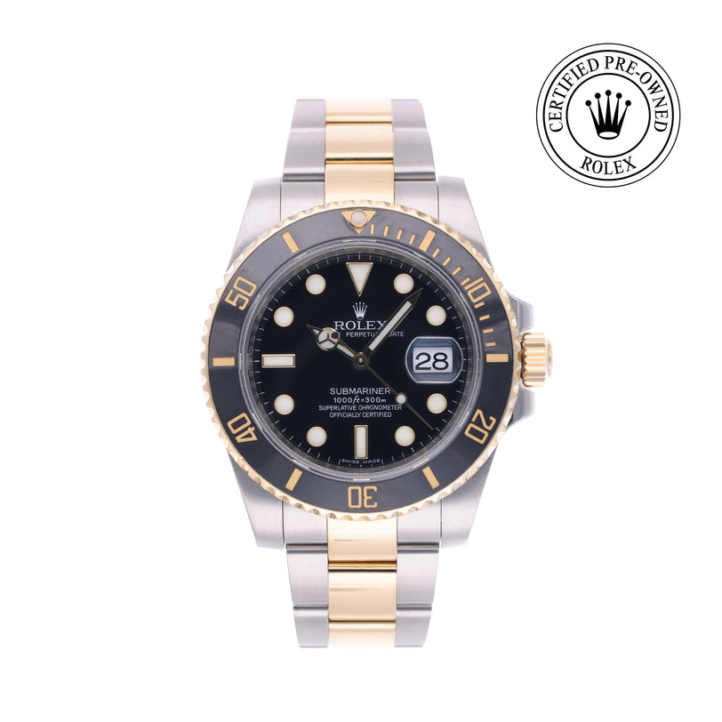 Rolex Certified Pre-owned Submariner M116613LN-0001 front on white background