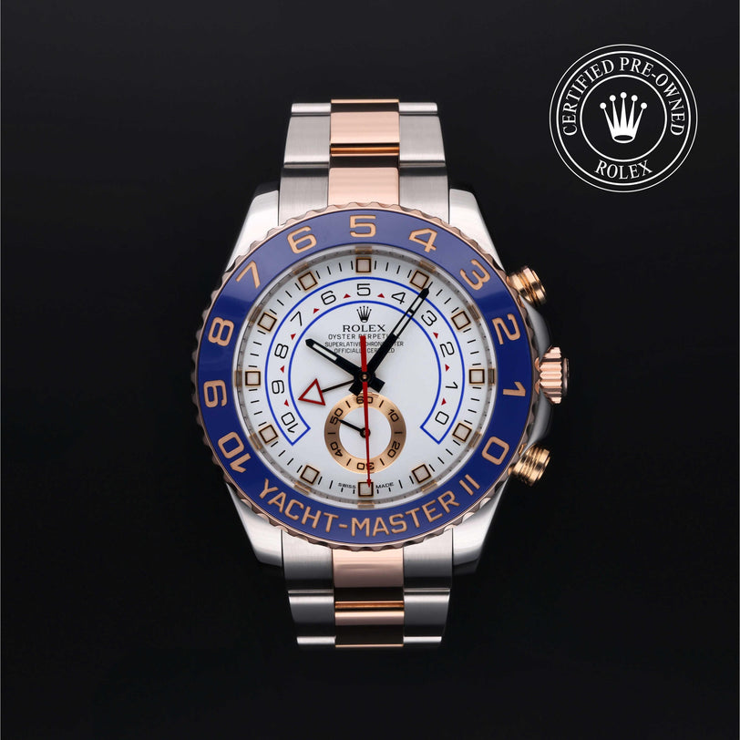 Rolex Certified Pre-owned Yacht-Master M116681-0001 front on black background