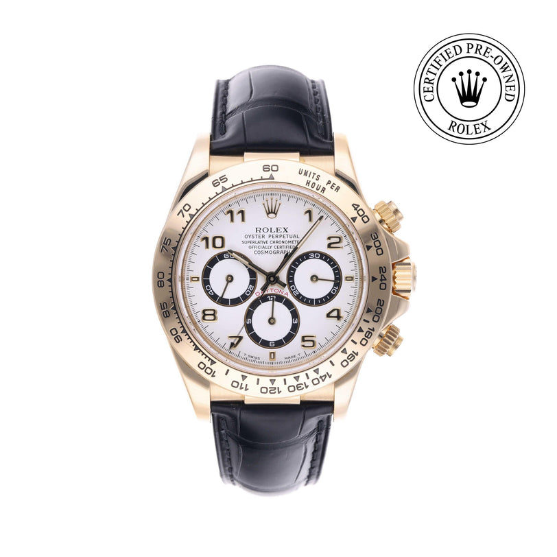 Rolex Certified Pre-owned Daytona M16518-0002 front on white background