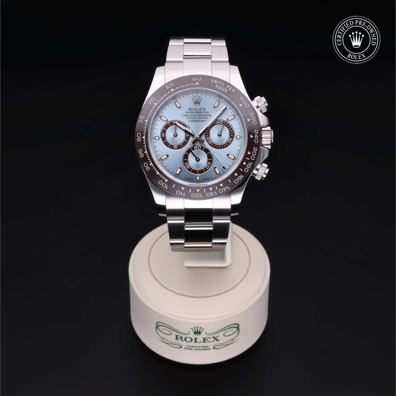Rolex Certified Pre-owned Daytona M116506-0001 front on black background