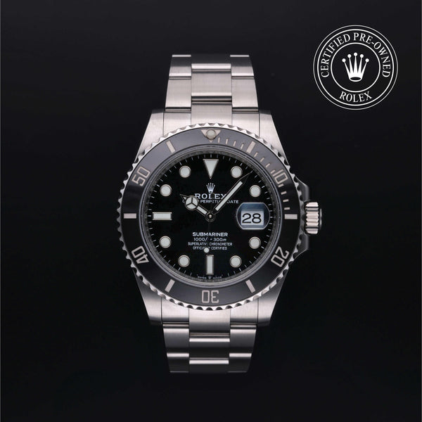 Rolex Certified Pre-owned Submariner M126610LN-0001 front on black background