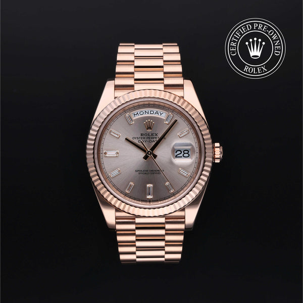 Rolex Certified Pre-owned Day-date M228235-0004 front on black background