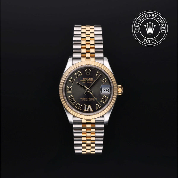 Rolex Certified Pre-owned Lady Datejust M278273-0018 front on black background