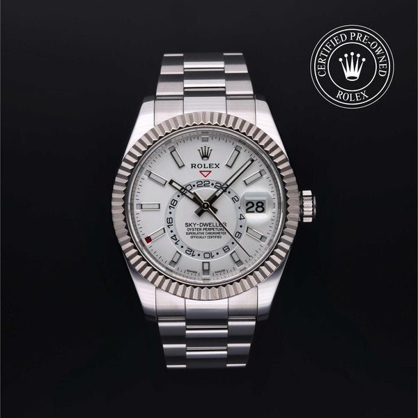 Rolex Certified Pre-owned Sky-Dweller M326934-0001 front on black background