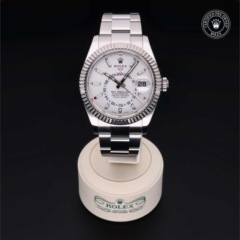 Rolex Certified Pre-owned Sky-Dweller M326934-0001 front on black background