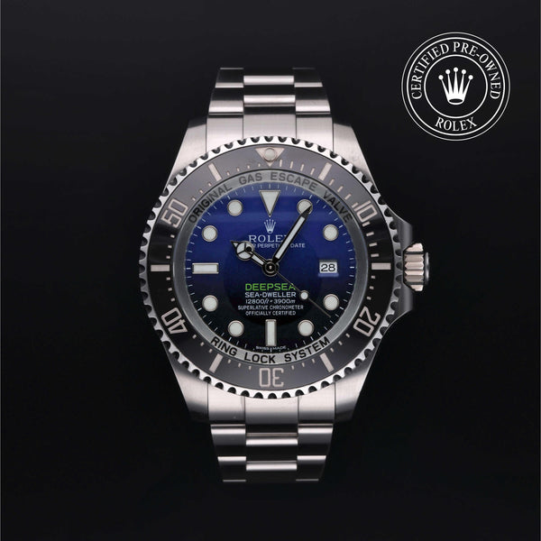 Rolex Certified Pre-owned Sea-Dweller M116660-0003 front on black background