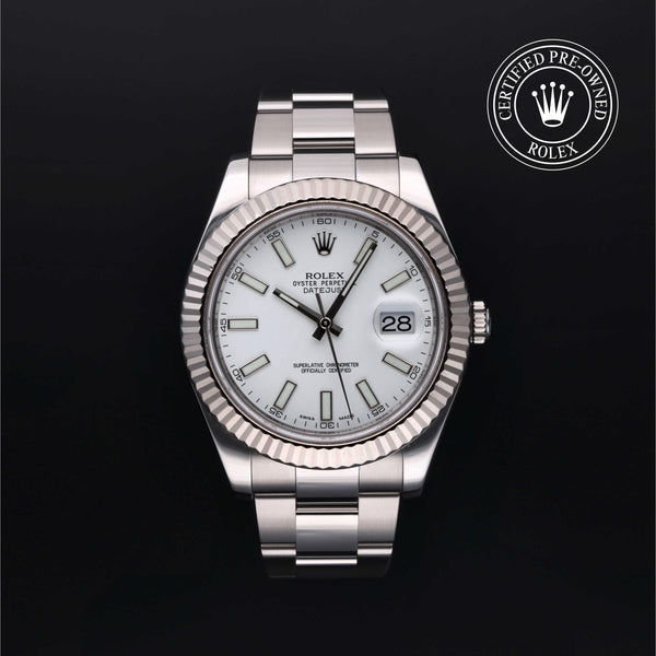 Rolex Certified Pre-owned Datejust M116334-0006 front on black background