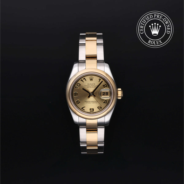 Rolex Certified Pre-owned Lady Datejust M179163-0083 front on black background