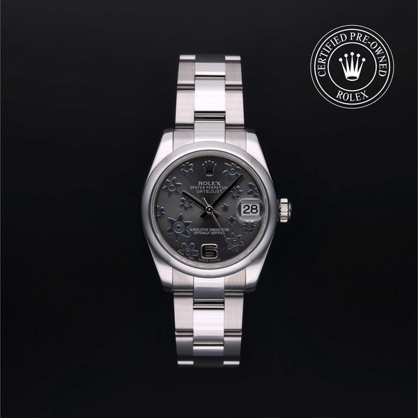 Rolex Certified Pre-owned Lady Datejust M178240-0040 front on black background